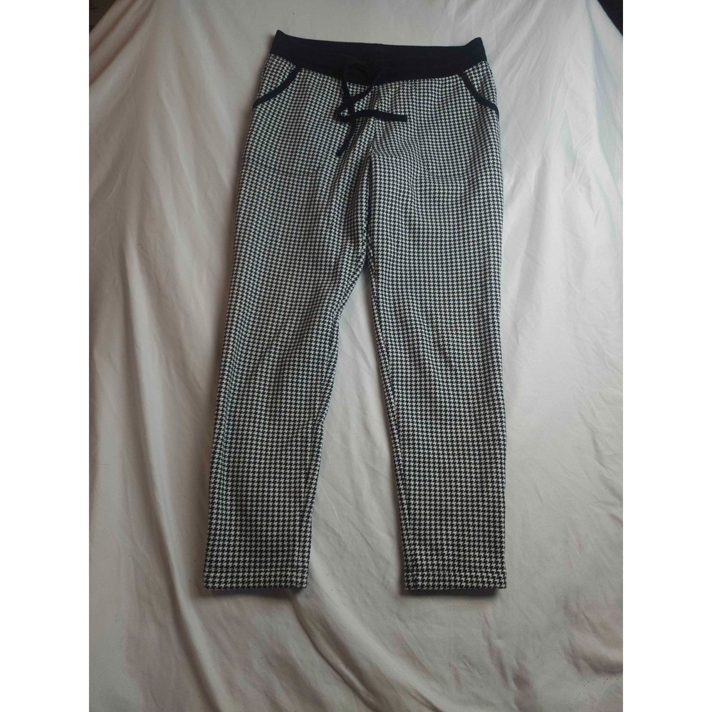 Uniqlo Ankle Pants Womens Large Black White Houndstooth Fleece Tapered Casual